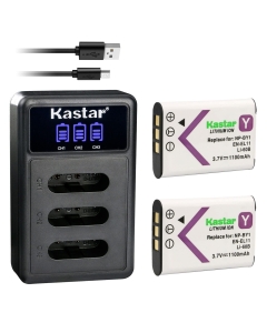 Kastar 2 Pack Battery and LCD Triple USB Charger Compatible with Sony NP-BY1 NPBY1 Battery, Sony Mini HDR-AZ1 Mini HDR-AZ1vb Mini HDR-AZ1vr Video Cameras