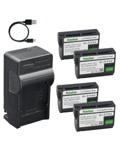Kastar 4-Pack Battery and AC & USB-C Charger, Compatible with Nikon EN-EL15 EN-EL15a EN-EL15b EN-EL15c MH-25, Works with Z5II Z6III Z7II Z8 Z9 Zf D500 D600 D610 D750 D780 D800 D810 D850 Cameras