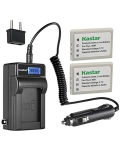 Kastar 2-Pack Li-80B Battery and LCD AC Charger Compatible with Voigtlander Virtus D4, Virtus D5, Virtus D500, Virtus D6, Virtus D600, Virtus S6, MAGINON DC-6600, DC-6800 Digital Cameras