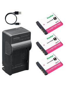 Kastar 3-Pack Battery and AC & USB-C Charger, Compatible with FT1 Camera, for Sony Cyber-Shot L1 M1 M2 T1 T3 T5 T9 T10 T11 T33 Digital Camera