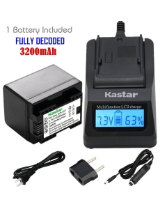 Kastar Fast Charger + Battery (DECODED) (1-Pack) for Canon BP-727 and VIXIA HF M50, HF M52, HF M500, HF R30, HF R32, HF R40, HF R42, HF R50, HF R52, HF R60, HF R62, HF R300, HF R400, HF R500, HF R600