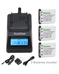 Kastar Fast Charger + Battery (3-Pack) for Fujifilm NP-45 NP-45A NP-45B NP-45S and Fujifilm FinePix XP20 XP22 XP30 XP50 XP60 XP70 XP80 XP90 T350 T360 T400 T500 T510 T550 T560 JX500 JX520 JX550 JZ310