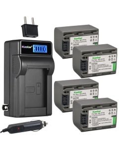 Kastar 4-Pack NP-FP70 / NP-FP71 Battery and LCD AC Charger Compatible with Sony HDR-HC3, HDR-HC3E, DCR-DVD103, DCR-DVD105, DCR-DVD202, DCR-DVD203, DCR-DVD205, DCR-DVD304, DCR-DVD305, DCR-DVD403