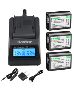 Kastar Fast Charger and NP-FW50 Battery (3X) for Sony BC-VW1 BC-TRW Alpha 7 a7 a7R a3000 a5000 a6000 NEX-3 3N NEX-5 5N 5R 5T NEX-6 NEX-7 NEX-C3 NEX-F3 SLT-A33 A35 A37 A55V DSC-RX10 Camera