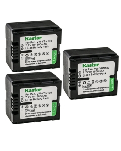 Kastar 3-Pack Battery VW-VBN130 Replacement for Panasonic VW-VBN070, VW-VBN130, VW-VBN260 Battery, Panasonic HDC-TM900K, HDC-TM900P, HDC-TM900PC, HC-X800, HC-X800GK, HC-X900, HC-X900GK Camera