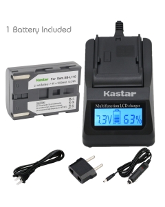 Kastar LCD Fast Charger & Battery X1 for Samsung SB-L110 SB-L220 and SC-D101 SC-D103 SC-D107 SC-D130 SC-D180 SC-D23 SC-D230 SC-D24 SC-D27 SC-D6040 SC-D6550 SC-D67 SC-D77 DuoCam SC-D6040 Medion MD80566