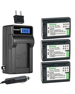Kastar 3-Pack NP-FH50 Battery and LCD AC Charger Compatible with Sony DCR-HC7 DCR-HC8 DCR-HC85 DCR-HC94 DCR-HC96 DCR-SR10 DCR-SR11 DCR-SR12 DCR-SR100 DCR-SR190 DCR-SR200 DCR-SR210 DCR-SR220 Cameras