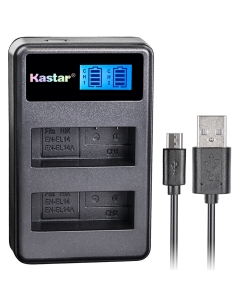 Kastar LCD Dual Slim Charger for Nik EN-EL14, EN-EL14a, MH-24 and Nik Coolpix P7000 P7100 P7700 P7800, D3100, D3200, D3300, D3400, D5100, D5200, D5300 DSLR, Df DSLR, D5600 Camera