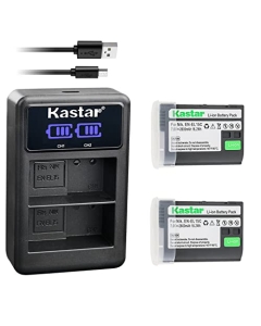 Kastar 2-Pack EN-EL15C Battery and LED2 USB Charger Compatible with Nikon EN-EL15 EN-EL15a EN-EL15b EN-EL15c Battery, MH-25 MH-25a MH-25b Charger, MB-D11 MB-D12 MB-D14 MB-D15 MB-D16 MB-D18 Camera Grip