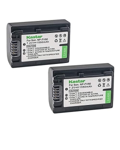 Kastar NP-FV50 Battery 2 Pack for Sony NP-FV30 NP-FV40 NP-FV50 & Sony Handycam HDR-CX380 430V 900 580V 760V HDR-PJ540 650V HDR-PV710V 790V 810 HDR-TD30V FDR-AX100 DCR-SR DCR-SX HDR-CX HDR-XR Series