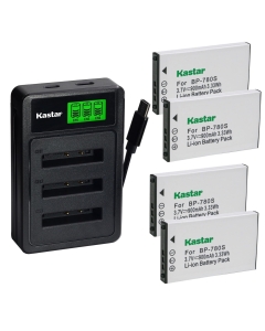 Kastar 4-Pack Battery with LZD3 USB Triple Charger Compatible with BP-780S, BP-780CS, CONTAX SL300R, SL300RT, Finecam SL300R, SL400R Cameras