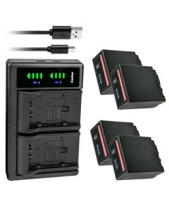 Kastar 4-Pack VW-VBG6 Pro Battery and LTD2 USB Charger Compatible with Panasonic AG-AC130AEJ, AG-AC130AP, AG-AC160, AG-AC160A, AG-AC160AEJ, AG-AC160AP, AG-HMC40, AG-HMC43, AG-HMC45A Camera