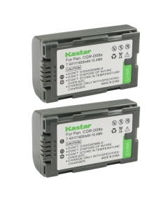 Kastar 2-Pack CGR-D08 Battery Replacement for Panasonic PV-BP8, PV-D401, PV-VM202, DZ-MX5000, VDR-M10, VDR-M20, AJ-PCS060G (Portable Hard Disk), AG-3DA1, AG-3DA1E, AG-3DA1P, AG-AC90 Camera