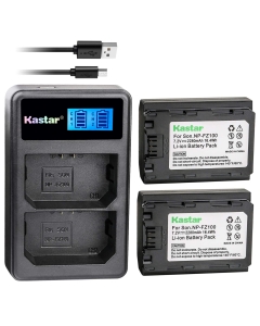 Kastar Battery 2 Pack and LCD Dual Charger for Sony NP-FZ100 BC-QZ1 and Sony Alpha 9, Alpha A9, Alpha 9R, Alpha A9, Alpha A9R, Alpha a9S, Alpha A7R III, Alpha A7R3, Alpha ILCE-7RM3 Camera