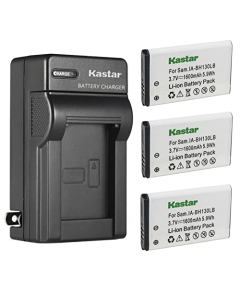 Kastar 3-Pack IA-BH130LB Battery and AC Wall Charger Replacement for Samsung BPBH130LB, IA-BH130LB, IA-LH130LB Battery, Samsung SMX-K44LN K44LP, SMX-K45, SMX-K400, SMX-K442 Camera