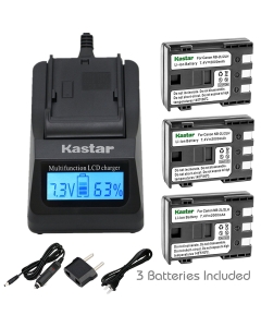 Kastar Fast Charger Kit and Battery (3-Pack) for Canon NB-2L NB-2LH and Canon PowerShot G7 G9 S30 S40 S45 S50 S60 S70 S80 DC410 DC420 VIXIA HF R10 HF R100 HF R11 EOS 350D 400D Digital Rebel XT Xti