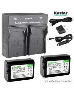 Kastar Dual Smart Fast Charger & 2 x Battery for Sony NP-FW50, Alpha 7, a7, 7R, a7R, Alpha a3000, a5000, a6000, NEX-3, NEX-5, NEX-6, NEX-7, NEX-C3, NEX-F3, SLT-A33, SLT-A35, SLT-A37, SLT-A55, DSC-RX10