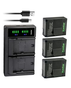 Kastar 3-Pack 3.7V 1300mAh Battery and LTD2 USB Charger Replacement for SP-Gadgets 3.7V Battery POV Light and Powerbar Duo