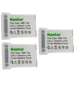 Kastar 3-Pack NB-13L Battery 3.6V 1500mAh Replacement for Canon PowerShot G7 X Mark II, PowerShot G7 X Mark III, PowerShot G9 X, PowerShot G9 X Mark II, PowerShot SX620 HS Camera