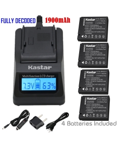 Kastar Fast Charger and Battery (4-Pack) for Panasonic DMW-BCJ13 DMW-BCJ13E DMW-BCJ13PP Leica BP-DC10/DC10-E/DC10-U and Panasonic Lumix DMC-LX5 DMC-LX55 DMC-LX5K DMC-LX5W DMC-LX7 Leica D-Lux 5 D-Lux 6