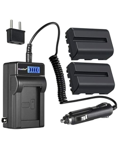 Kastar 2-Pack NP-FM500H Battery and LCD AC Charger Compatible with Sony Alpha A200, DSLR-A200, DSLR-A200K, DSLR-A200W, DSLR-A200WB, DSLR-A300, α300, Alpha A300, DSLR-A300K, DSLR-A300K/N Cameras