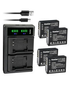 Kastar 4-Pack CGA-S007 Battery and LTD2 USB Charger Compatible with Panasonic CGA-S007 CGA-S007A CGA-S007A/1B CGA-S007E, CGR-S007, DMW-BCD10 Battery, Panasonic DE-A26, DE-A45, DE-A45BC, DE-A46 Charger