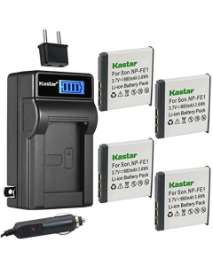 Kastar 4-Pack NP-FE1 Battery and LCD AC Charger Compatible with Sony NP-FE1 Battery, Sony BC-CS3 Charger, Sony Cyber-Shot DSC-T7, Cyber-Shot DSC-T7/B, Cyber-Shot DSC-T7/S Digital Cameras