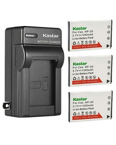 Kastar 3-Pack Battery & AC Wall Charger for Casio Exilim EX-Z70/Z75/Z77/Z-M1/Z-M2/Z-M20/S1/S2/S3/S20