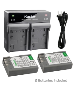 Kastar 2X Battery + Fast Dual Charger for Nikon EN-EL9 EN-EL9a EN-EL9e Battery, MH-23 Charger and Nikon D40 D40X D60 D3000 D5000 SLR Cameras (Color: Gray)