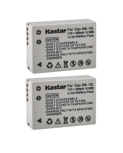 Kastar Battery (2-Pack) Replacement for Canon NB-10L, CB-2LC, Work with Canon PowerShot G1 X, PowerShot G15, PowerShot G16, PowerShot SX40 HS, PowerShot SX50 HS, PowerShot SX60 HS Digital Cameras
