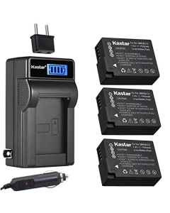 Kastar 3-Pack BP-DC12 Battery and LCD AC Charger Compatible with Leica BP-DC12 BPDC12 Battery, Leica BC-DC12 Charger, Leica V-Lux 4, Leica V-Lux 5, Leica Q (Typ 116), Leica Q-P Digital Camera