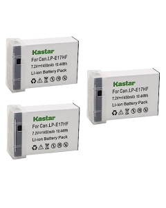 [Fully Decoded] Kastar 3-Pack LP-E17HF Battery Replacement for Canon LP-E17 LP-E17H 9967B02 Battery, LC-E17 LC-E17E Charger, Canon EOS RP EOS R8 EOS R50 EOS R100 Mirrorless Camera, BG-E18 Battery Grip