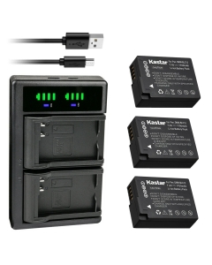 Kastar 3Pack Battery and LTD2 USB Charger Replacement for Panasonic Lumix DMC-FZ2000 FZ2000, Lumix DMC-FZ2500 FZ2500, Lumix DMC-G5 DMC-G5K, Lumix DMC-G6 DMC-G6KK, Lumix DMC-G7 DMC-G7HK, Lumix DMC-GH2S