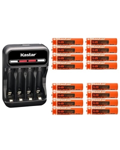 Kastar 16-Pack Battery and CMH4 Smart USB Charger Compatible with Panasonic 1.2V 400mAh BK40AAABU, 1.2V 550mAh HHR-4DPA/4B HHR-55AAABU, 1.2V 650mAh HHR-65AAABU, 1.2V 750mAh HHR-75AAA/BU Battery