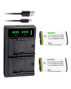 Kastar Battery 2 Pack and Charger for Kodak KLIC-8000, RICOH DB-50 BJ-5 and Kodak Z885, Z1012 is, Z1015 is, Z1085 is, Z1485 is, Z612 is, Z712 is, Z812 is, Z8612 is, RICOH Caplio R1 R1S R1V R2 RZ1
