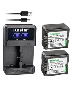 Kastar 2-Pack VW-VBG130 Battery and LED2 USB Charger Compatible with Panasonic HDC-TM650 HDC-TM700 HDC-TM700K HDC-TM750 HDC-TMT750GK Camera, Panasonic DE-A38, VSK0631, VSK0697, VSK0698 Charger