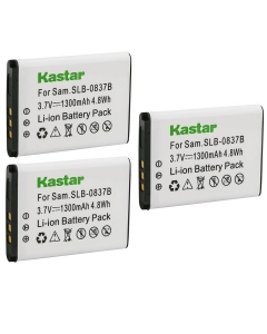 Kastar SLB-0837B Battery 3-Pack Replacement for Samsung SLB-0837B SLB-0837(B) Battery, Samsung Digimax NV8, Digimax NV10, Digimax NV15, Digimax NV20 Camera