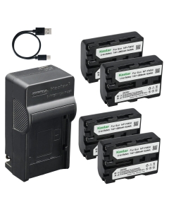 Kastar 4-Pack Battery and AC & USB-C Charger, Compatible with Sony NP-FM30 NP-FM40 NP-FM50 NP-FM55H NP-FM60 NP-QM50 and Sony CCD-TRV108 218 250 328 DCR-TRV22 33 40 60 70 80 PC100 PC120 DSC-F707 F717