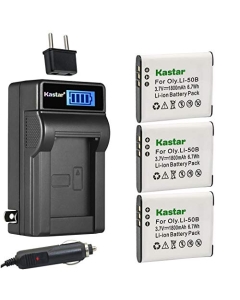 Kastar 3-Pack D-Li92 Battery and LCD AC Charger Compatible with Pentax Optio WG-3, Optio WG-3 GPS, Optio WG-4, Optio WG-5 GPS, Optio WG-10, Optio WG-20, Optio WG-30, Optio WG-40 Digital Cameras
