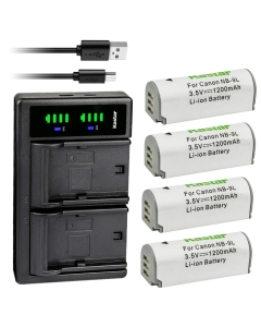 Kastar 4-Pack Battery and LTD2 USB Charger Replacement for Canon NB-9L, NB-9LH Battery, CB-2LB, CB-2LBE Charger, Canon PowerShot N, PowerShot N2, Powershot ELPH 510 HS, Powershot ELPH 520 HS Cameras