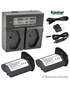 Kastar LCD Dual Smart Fast Charger & Battery 2 Pack for LP-E19 LPE19 LP-E4 LPE4 LP-E4N Battery, EOS-1D C, EOS-1D Mark III, EOS-1Ds Mark III, EOS-1D Mark IV, EOS-1DX Mark II Mark 2 Cameras