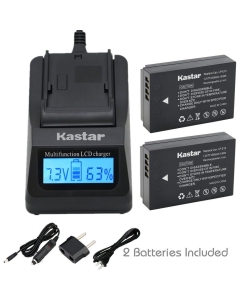 Kastar Ultra Fast Charger Kit and Battery (2-Pack) for Canon LP-E12 Work with Canon EOS M, EOS Rebel SL1, EOS 100D Cameras [Over 3X Faster Than a Normal Charger with Portable USB Charge Function]