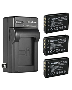 Kastar 3-Pack Q120 Battery and AC Wall Charger Replacement for MINOLTA MN35Z Camera, Zoom BT-03, Zoom BT-03 B Battery, Zoom Q8 Q8N Recorder Camera, Bell & Howell B35HDZ Camera