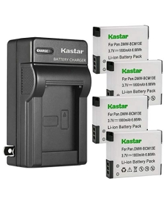 Kastar 4-Pack Battery and AC Wall Charger Replacement for Panasonic Lumix DMC-ZS45 DMC-ZS45K, Lumix DMC-ZS50 DMC-ZS50K, Lumix DMC-FT5 DMC-FT5A DMC-FT5D DMC-FT5K DMC-FT5S, Lumix DMC-FT6, Lumix DMC-FT7