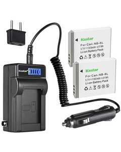 Kastar 2-Pack NB-6LH Battery and LCD AC Charger Compatible with Canon PowerShot SX700 HS, PowerShot SX710 HS, IXUS 85 is, IXUS 95 is, IXY Digital 25 is, Digital IXUS 200 is, Digital IXUS 210 Cameras