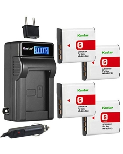 Kastar 4-Pack NP-BG1 NP-FG1 Battery and LCD AC Charger Compatible with Sony Cyber-Shot DSC-W150, Cyber-Shot DSC-W170, Cyber-Shot DSC-W200, Cyber-Shot DSC-W210, Cyber-Shot DSC-W215 Cameras