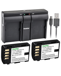 Kastar 2X Battery + USB Dual Charger Replacement for Panasonic DMW-BLF19 Lumix DMC-GH3 DMC-GH3A DMC-GH3AGK Lumix DMC-GH3GK Lumix DMC-GH3H DMC-GH3HGK Lumix DMC-GH3KBODY DMC-GH4H Lumix DMC-GH4 Camera