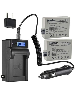 Kastar 2-Pack LP-E5 Battery and LCD AC Charger Compatible with Canon LC-E5 LC-E5 LC-E5E EOS, Rebel XSi, EOS Rebel XS, EOS Rebel T1i, EOS 450D, EOS 500D, EOS 1000D, EOS Kiss F, EOS Kiss X2, EOS Kiss X3