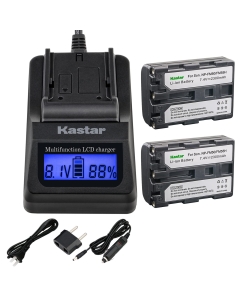 Kastar Fast Charger and Battery (2-Pack) for Sony NP-FM30 NP-FM50 NP-FM51 NP-QM50 NP-QM51 NP-FM55H and CCD-TR DCR-PC DCR-TRV DCR-DVD DSR-PDX GV HVL Series Camcorder (Search The Model in Description)