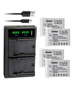 Kastar 4-Pack Battery and LTD2 USB Charger Replacement for Canon NB-5L NB5L, NB-5LH NB5LH, 1135B001 Battery, Canon CB-2LX CB-2LXE Charger, Canon Digital IXUS 870 is, IXY Digital 910 is Cameras